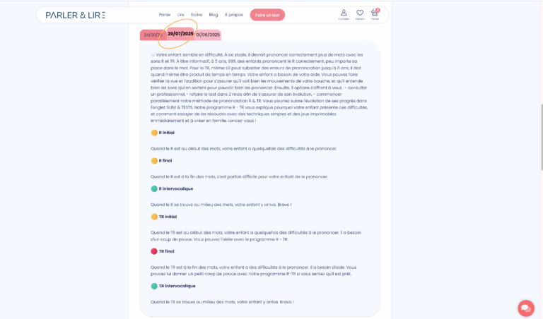 resultats intermediaire de test R TR sur un graphique